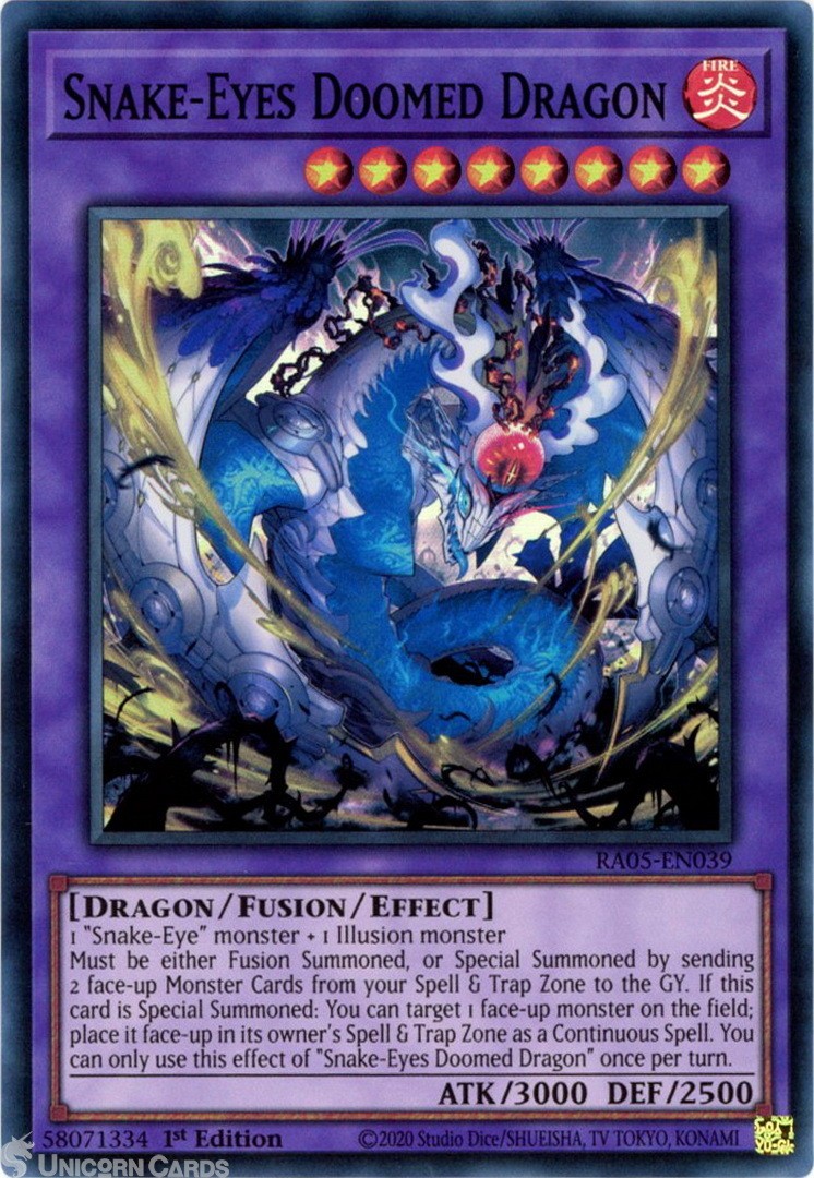 RA05-EN039 Snake-Eyes Doomed Dragon : Super Rare 1st Edition Mint YuGiOh Card