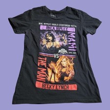 Womens M Rhea Ripley Becky Lynch WrestleMania PA 2024 T Shirt Double Sided 