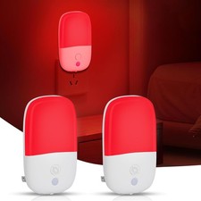 670nm Red Light Night Light for Sleep Therapy, 2 Pack Auto On/Off Dimmable Ni...