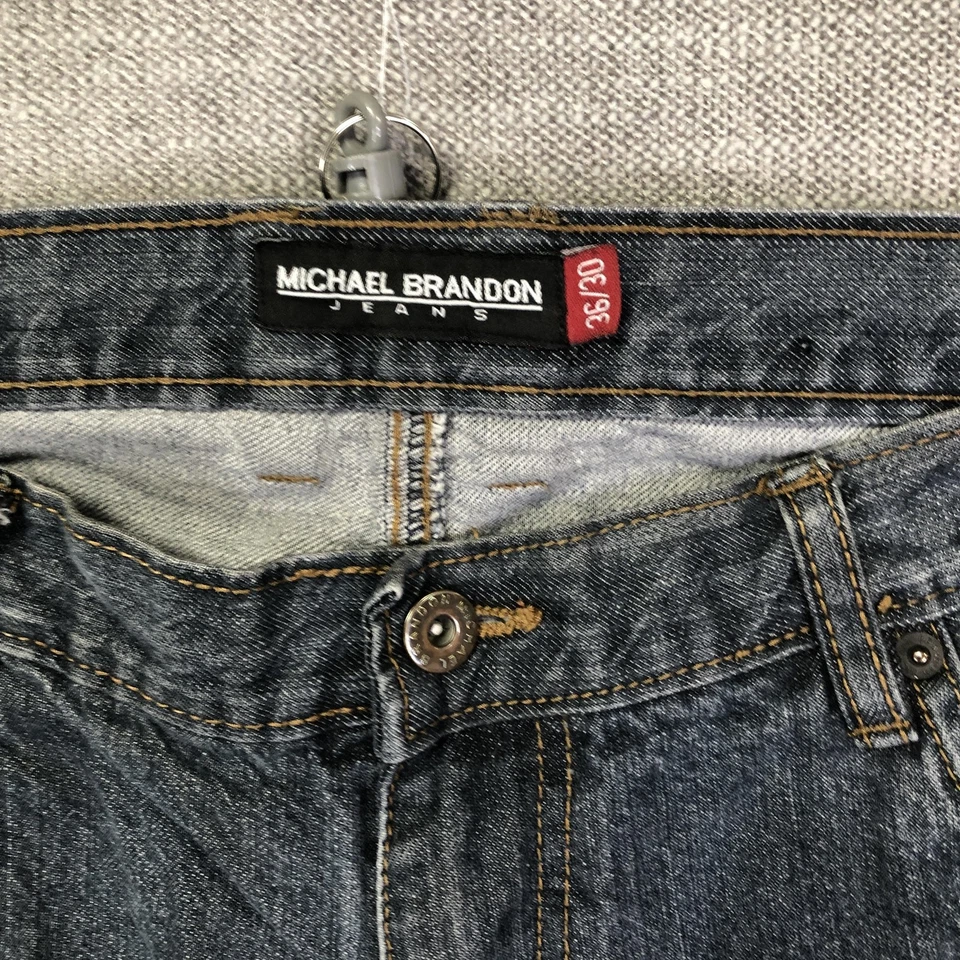 Pantalones de mezclilla Michael Brandon para hombre 36x30 azul pierna recta informal calce clásico Foto 4 de 4