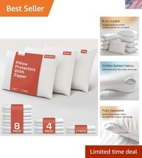 2 Pack Standard Cotton Pillow Protectors with Zipper - 20x26 Inches of Comfort