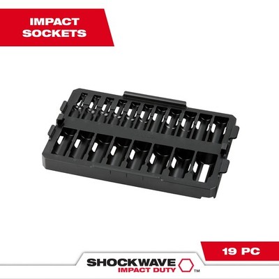 Milwaukee Tool 49-66-6831 19Pc SHOCKWAVE Impact Duty Socket 3/8  Drive mm Tray