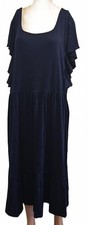 Keluwani Navy Blue Ruffle Sleeve Midi Women's Plus Size Dress US 26