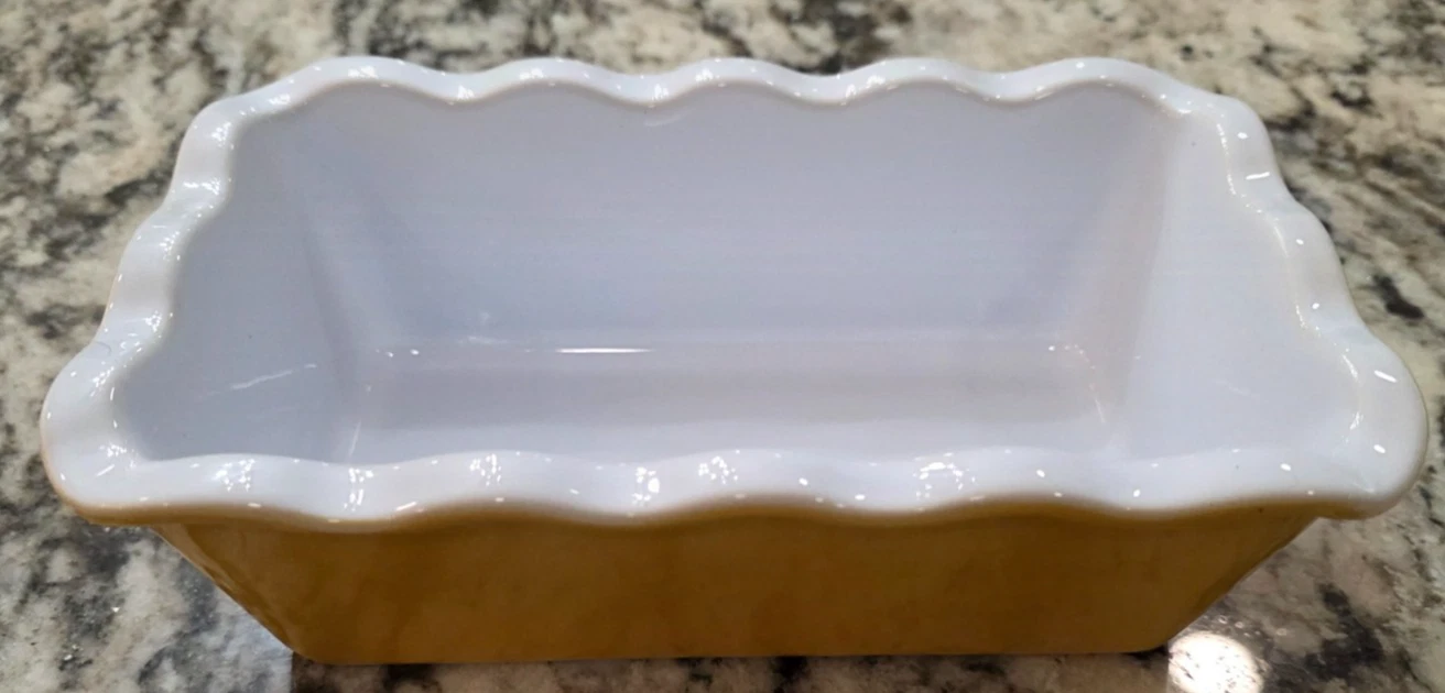 Emile Henry Loaf Pan Yellow 61.64 Ruffled Bread Baking Dish France 1002 jg3