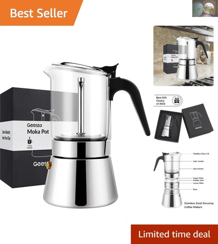 Macchina da espresso manuale con piano cottura - elegante 4/6/9 tazze con design lavabile in lavastoviglie - Foto 1 di 11