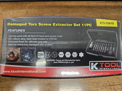 K TOOL INTERNATIONAL DAMAGED TORX SCREW EXTRACTOR SET.  KTI-75410