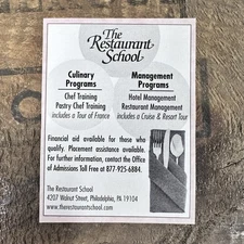 The Restaurant School Philadelphia Pennsylvania Vintage Print Ad Food Advert