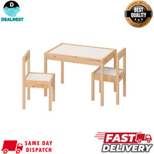 IKEA LÄTT Children's Table with 2 Chairs White/Pine Kids Playroom Furniture Set