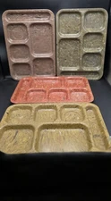4 Vtg Mid Century Dallas Ware Multicolor Confetti Melamine Cafeteria Kids Trays