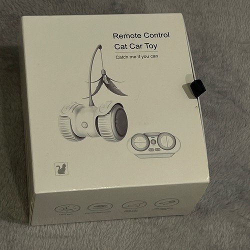 Remote Control Cat Toy Car W/Teaser Rolling Interactive USB Rechargeable