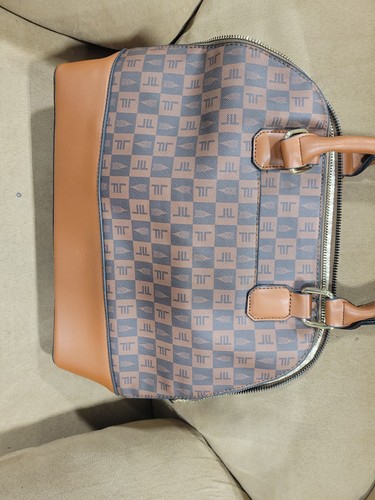 London Fog Tulip Signature Satchel Vegan Leather Brown Cognac Purse - Picture 7 of 12