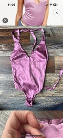FOR LOVE AND LEMONS ROSEPINK ARIES SATIN STEVIE HALTER BODYSUIT SKIVVIES XXS 777