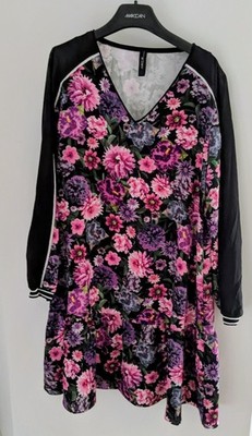 Marc Cain Kleid N5 Floraler Print mit Unterkleid Top Zustand Wie Neu