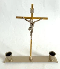 Sacred Tischkreuz Crucifix Standing Cross Altar Brass/Metal Height: 8 11/16in