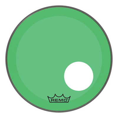 Bass, Powerstroke 3, Colortone, 18 Dia., Green, 5 Offset Hole Drum Head