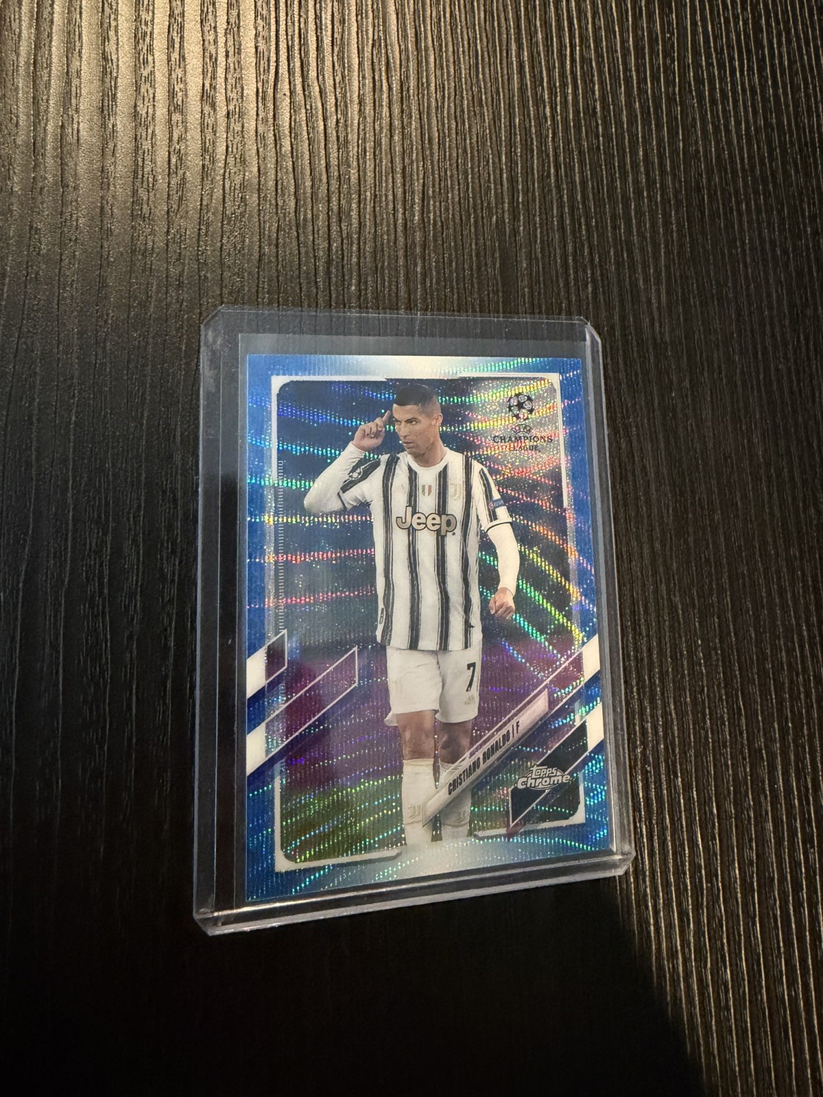 2020 Topps Chrome UCL #100 Cristiano Ronaldo Blue Wave Refractor /75