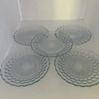 Vintage Anchor Hocking Bubble Plate Depression Glass 6.75” Blue Plate Set Of 5