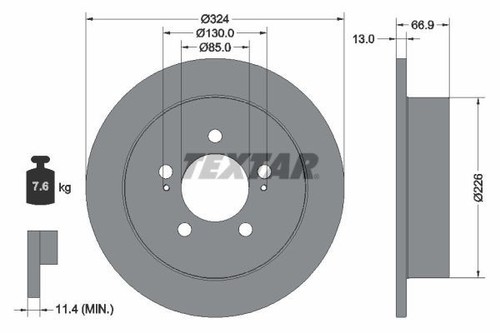 2x BRAKE DISC 92347403 FOR SSANGYONG MUSSO/GRAND KG MOBILITY MUSSO 2.2L 4cyl - Picture 2 of 6