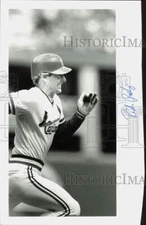 1986 Press Photo Mike Heath of the St. Louis Cardinals in baseball game