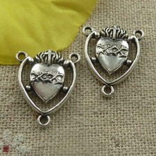 Free Ship 88 pcs tibetan silver heart connectors 20x17x3mm L-4445