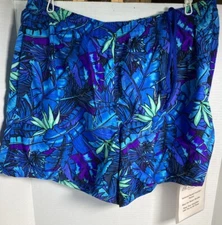 Vtg Mens Water Blocks Swim Trucks Size L Colorful Blue Print Style 4352