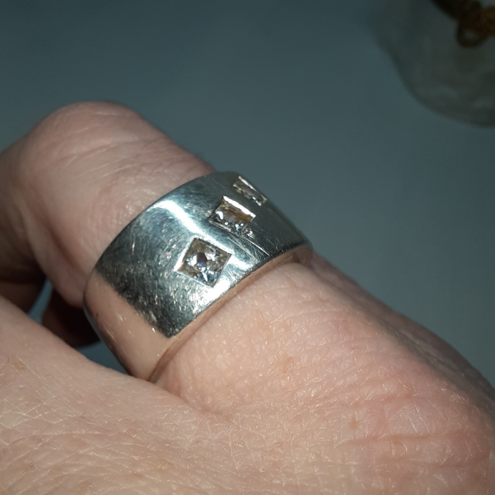 10K5 Beautiful Large Ring In Solid Silver 925 Zir… - image 2