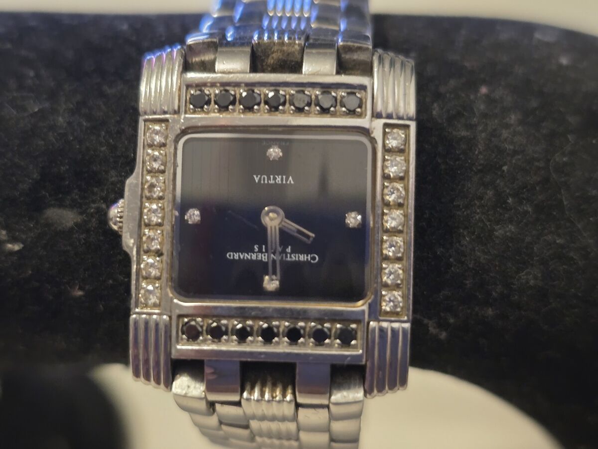 Christian Bernard Stainless Steel Diamond & Black Sapphire Christian Bernard Stainless Steel Diamond & Black Sapphire