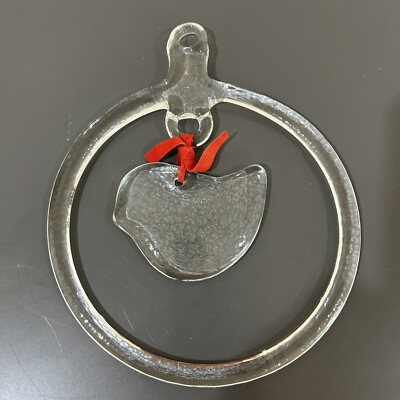 Kosta Boda Sun Catcher Art Glass Clear Hanging Mobile Dove Vallien Christmas