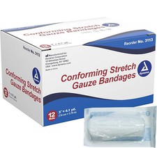 Conforming Stretch Gauze Bandage Rolls - Sterile - 3" X 4-1/10 Yards - 12 Pc/Box