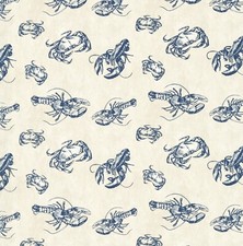 Lobster Crab Navy Blue Cotton Matt PVC WIPE CLEAN Tablecloth Oilcloth