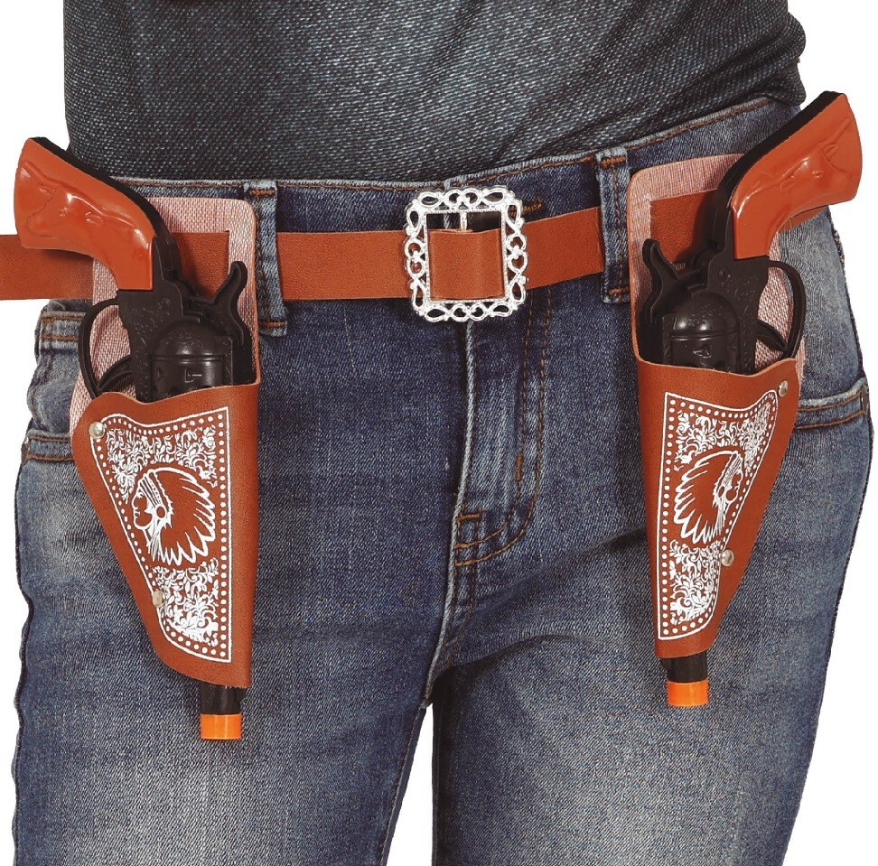 Cowboy Fancy Dress 20cm Guns, holsters, belt & sheriff badge Set