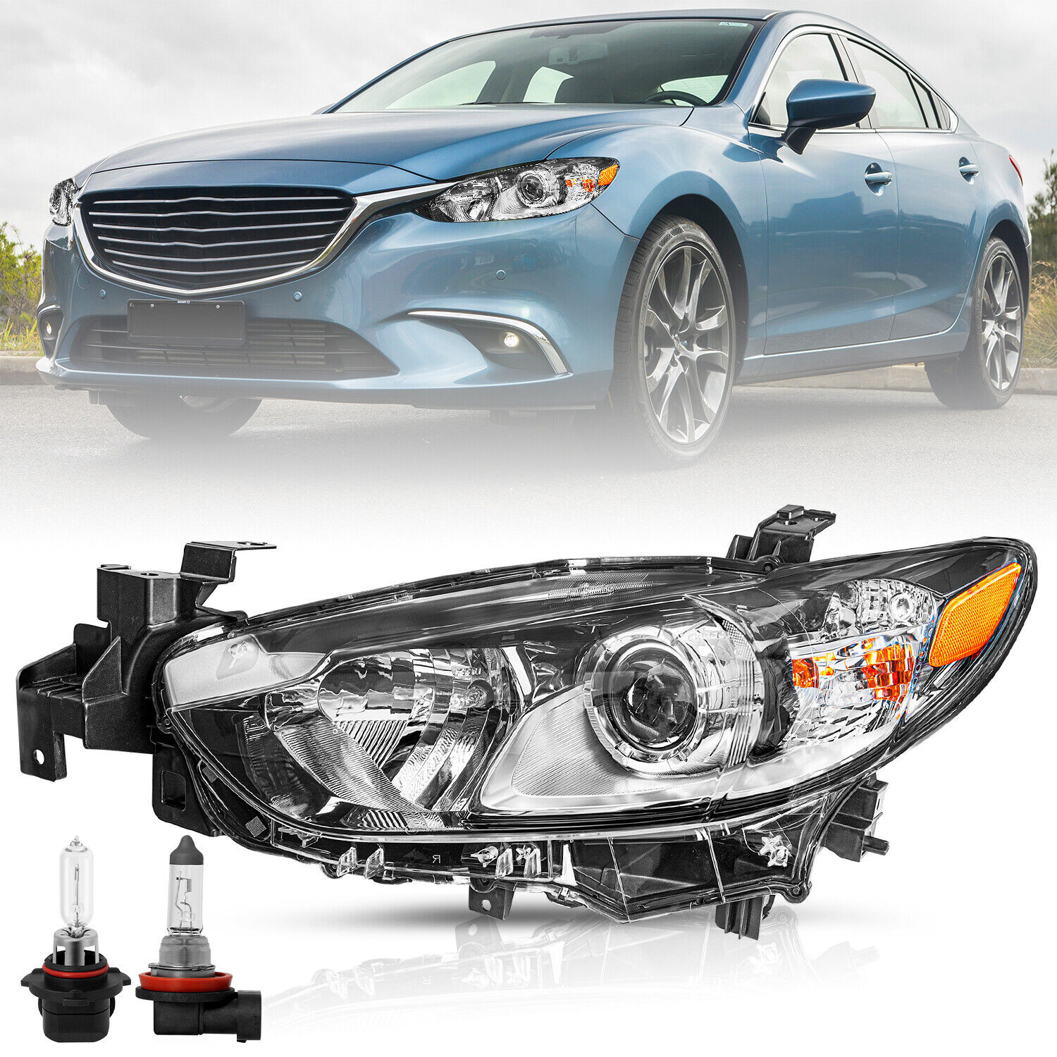 For 2014-2017 Mazda 6 Halogen Model Left Driver Side Headlight W/bulbs