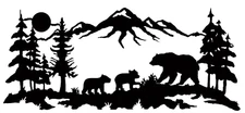 Bear Family Wildlife Scene 8" Black Vinyl Decal Car Truck RV Camper Window