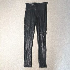 Spanx Sarah Blakely Leggings Pants Womens Size Small Shiny Black Stretch Control