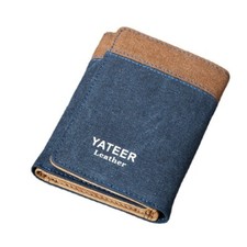 Luxury Quality Mens Brown Fabric Wallet Trifold Credit Card ID Holder Zip Gift
