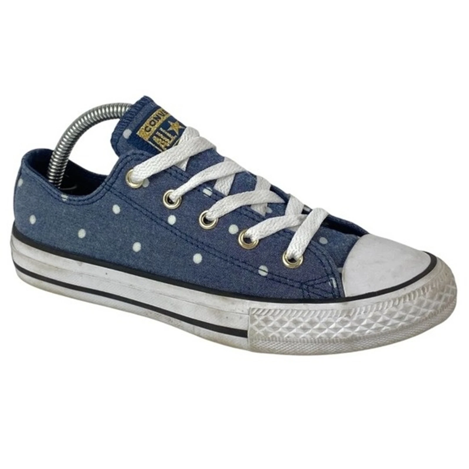 Sneakers Converse All Star junior taglia 2 blu bianco a pois scarpe stringate per ragazze