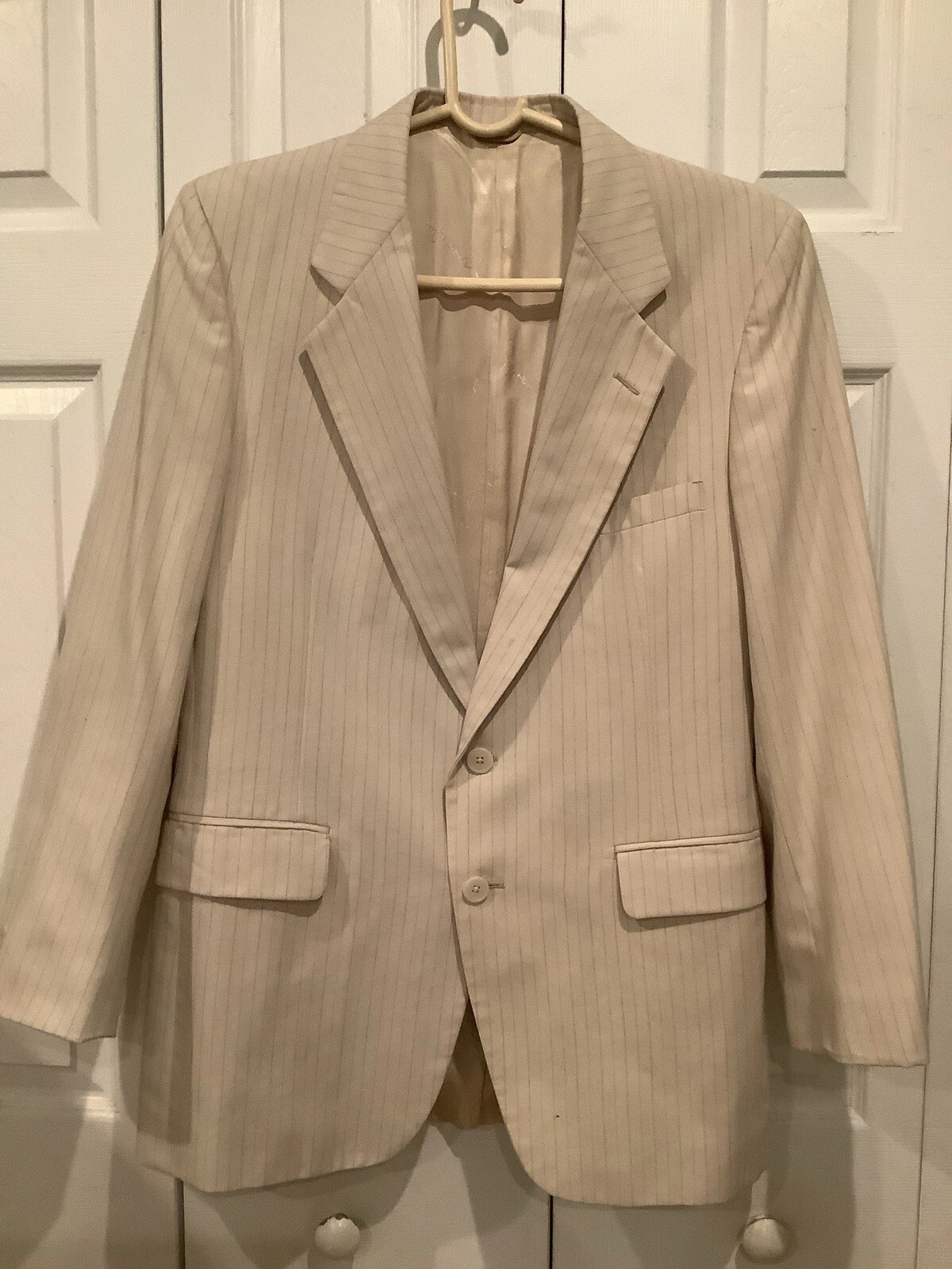 Vintage Blazer Givenchy Gentleman Paris beige a righe petto singolo due bottoni