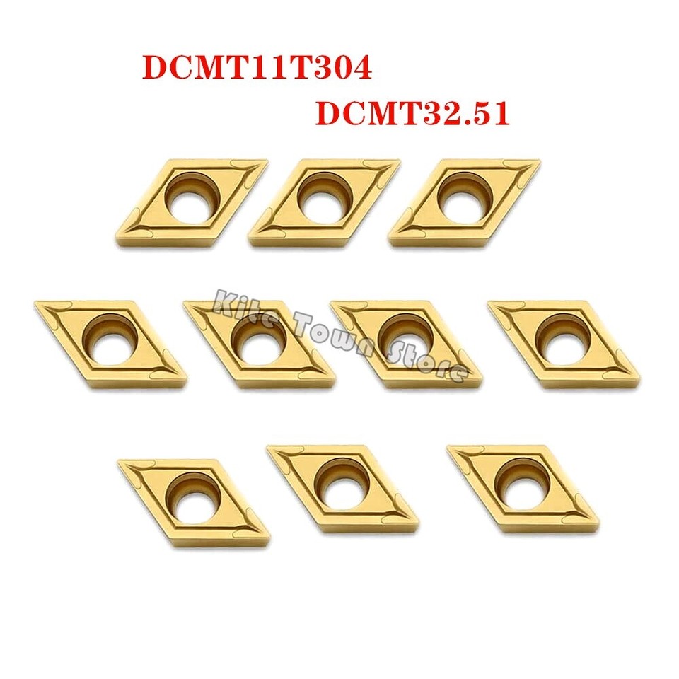 Inserti In Carburo Per Tornitura CNC – 10 Pezzi DCMT11T304 (DCMT32.51), Dimensioni 20x6x4 Mm