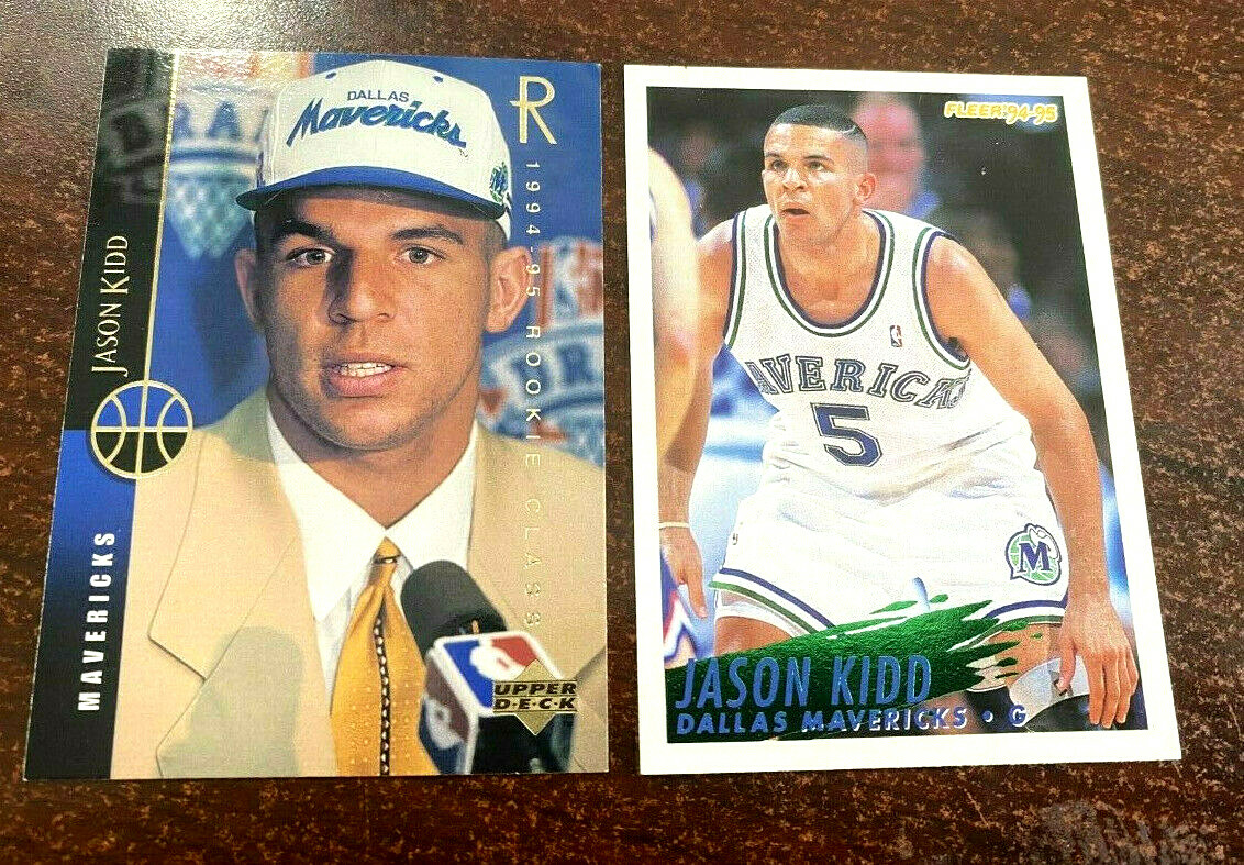 2 CARD LOT 1994-95 JASON KIDD Upper Deck / Fleer Rookie Card RC DALLAS  MAVERICKS