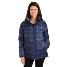 Kendall & Kylie Blue Plaid Puffer Jacket - Size L Nwt