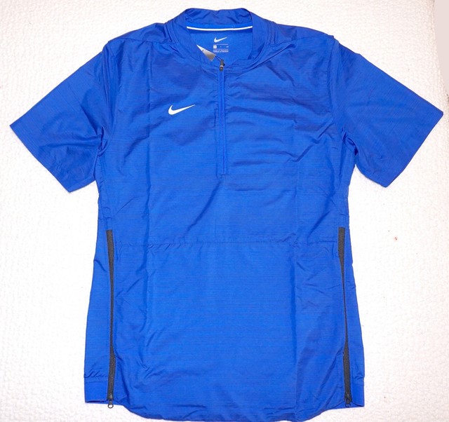 Nike Mens Small Pullover 1/4 Zip Vented Wind Breaker Short Sleeve Blue