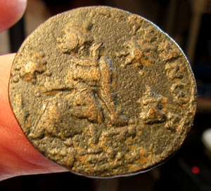 MESOPATAMIA,EDESSA.SEVERUS ALEXANDER.222-235AD.AE27MM TYCHE 2 STARS RIVER DEITY