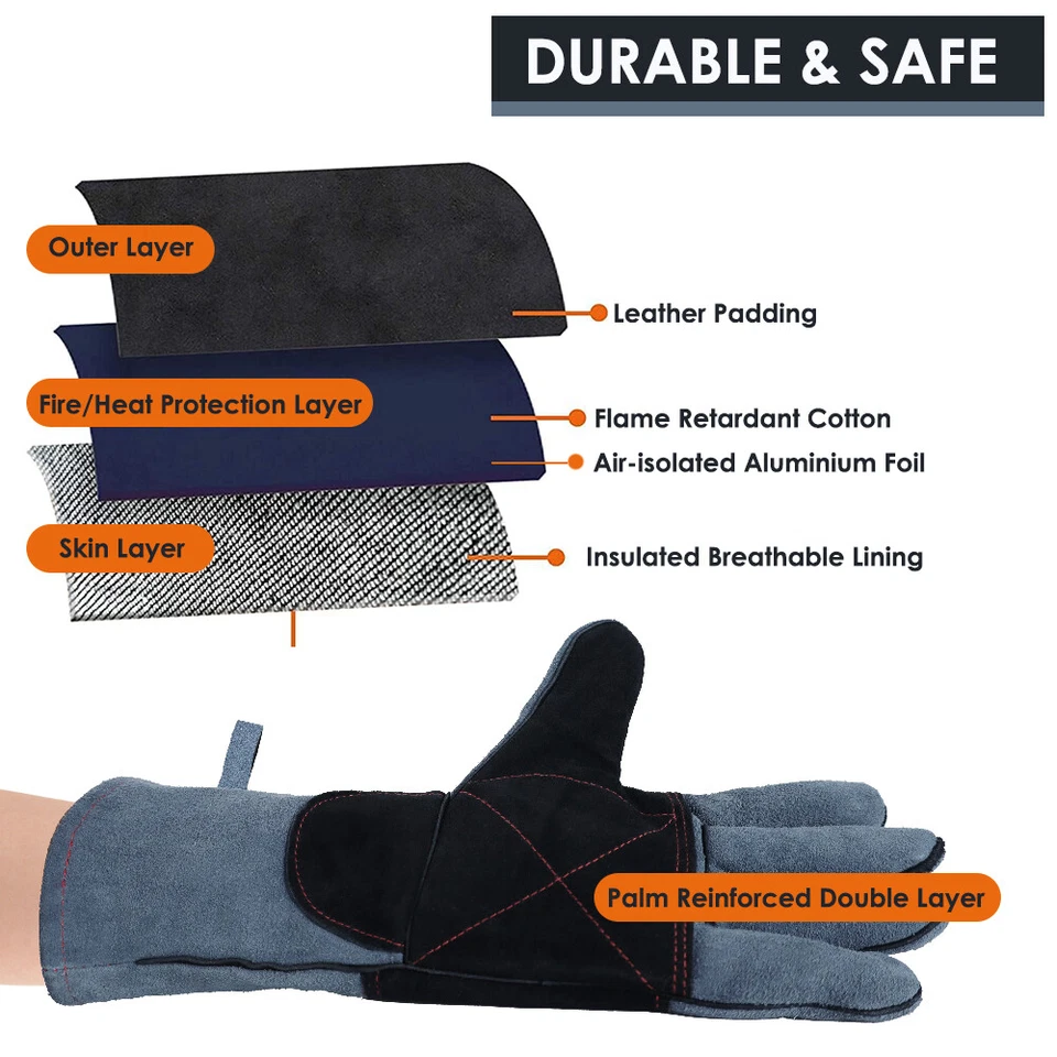 Guantes de Manejo de Animales a Prueba de Mordeduras Manga de Cuero Perro Gato Pájaro Protección de Reptiles Foto 4 de 4