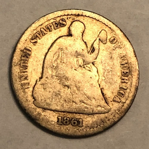 1861 Seated Liberty silver half-dime, Good. #ud1