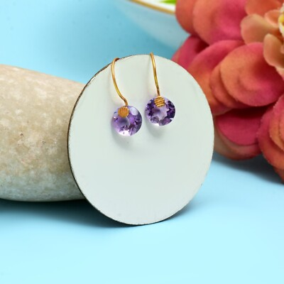 #ad Marie helene de taillac style Amethyst mini Brilliant earrings 22k yellow gold $300.00