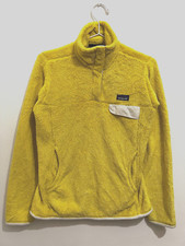 Patagonia Vintage Teddy Fleece Sweater Recycled Womens Xs Pop Button In Yellow