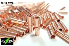 14-16 GAUGE 500 PK UNINSULATE​D  BARE COPPER BUTT CONNECTOR TERMINAL WIRE
