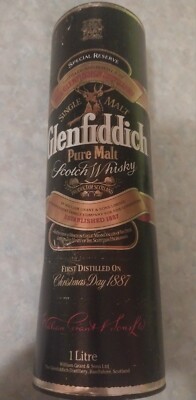 1986 Glenfiddich Special Reserve Single Malt Scotch Whisky Tin ONLY Round