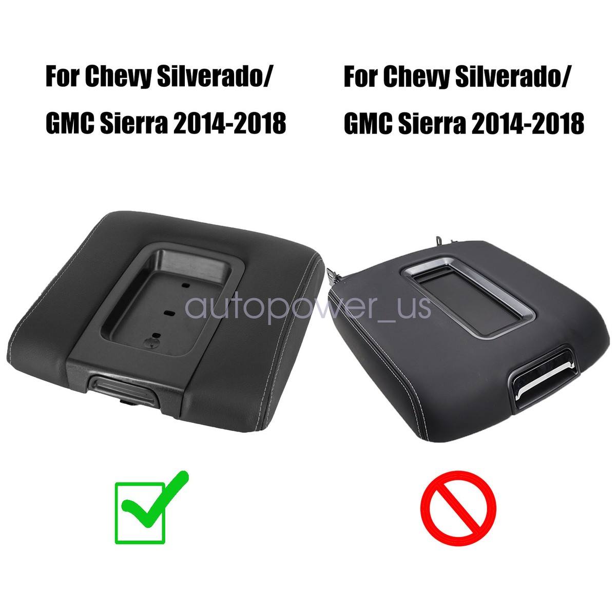 Armrest Lid Cover Console Lid Armrest Cover For Chevy Silverado/GMC Sierra 2014-2018 | Black Leather, Gray Stitching Trunk Lids & Parts For Chevrolet Silverado 1500 - Foto 7