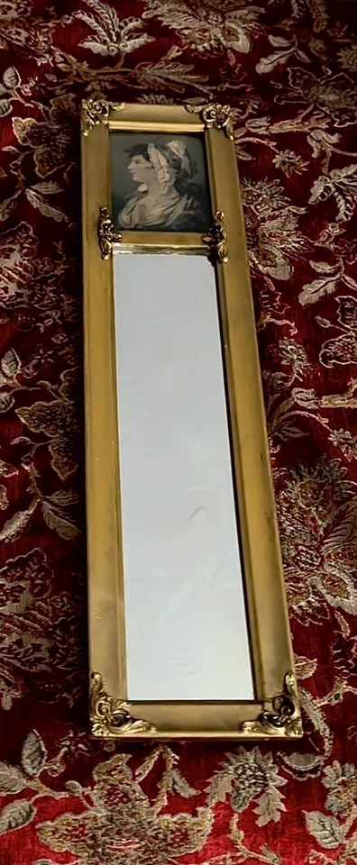 Antiguo espejo victoriano Trumeau dorado del siglo XIX y retrato de una mujer Foto 4 de 4